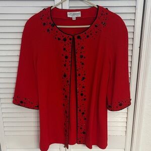 St. John Scarlet Top with Ebony Accents